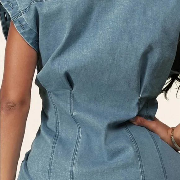 L'ATISTE Blue Denim Midi Dress - Picture 3 of 5